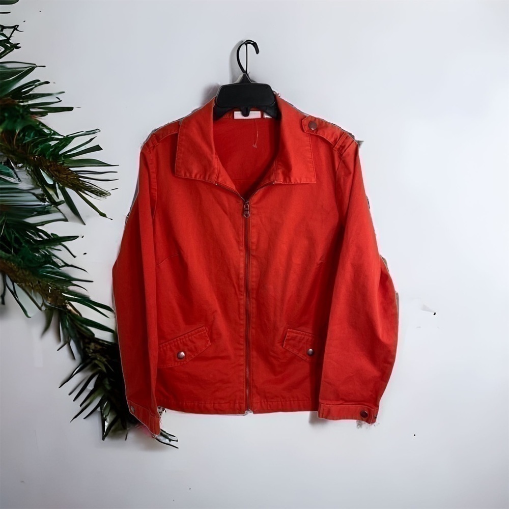 Chico’s Full Zip Light Jacket Burnt Orange Women Medium Sz 1